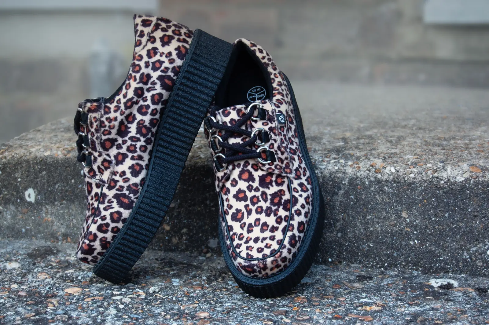 Patterned shoes photographed outdoors