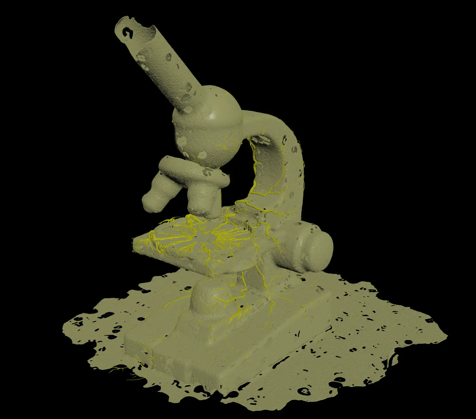 Slime layer around a laboratory microscope