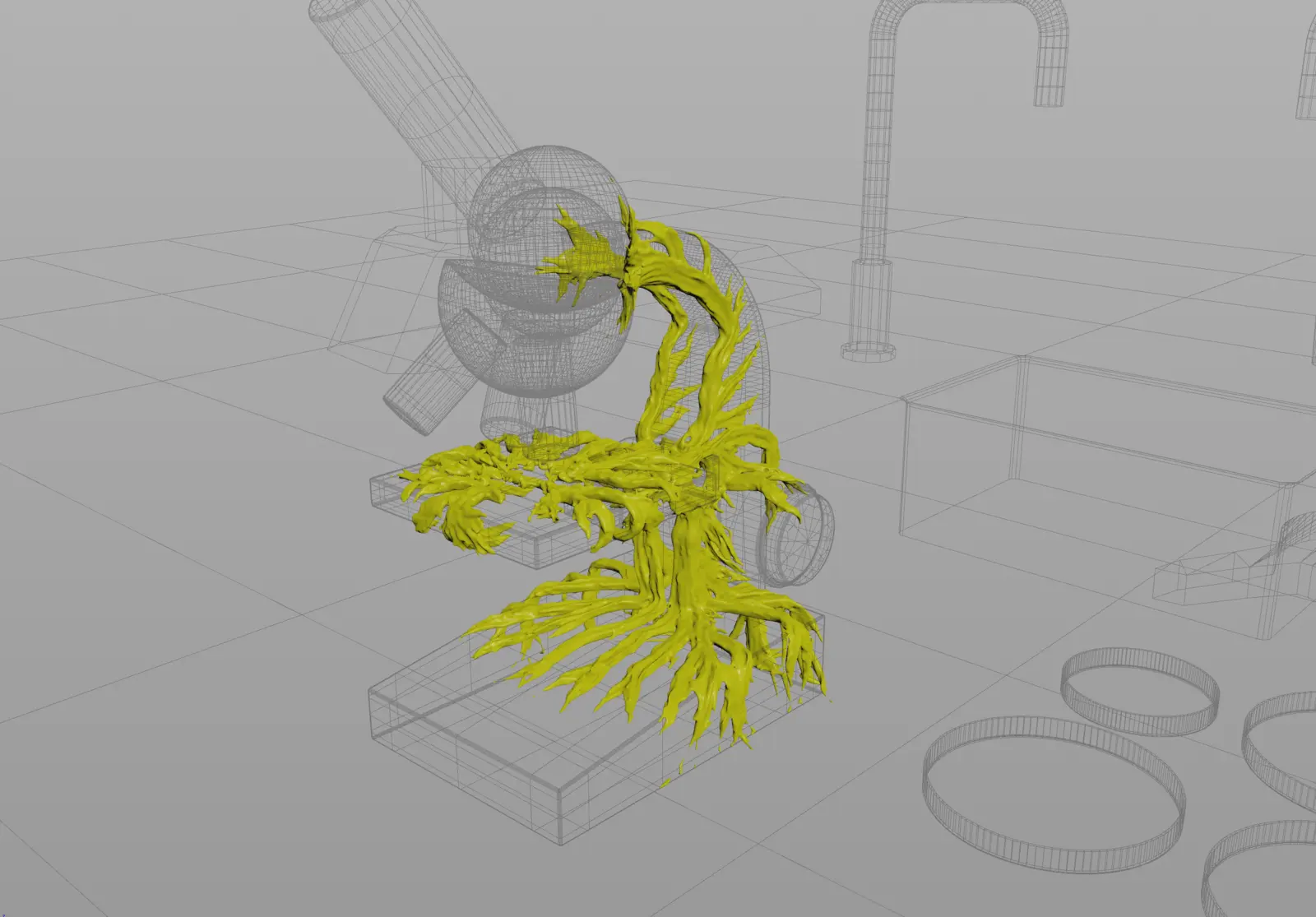 Slime procedural network in the full scene